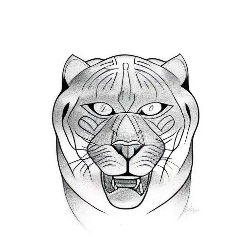 It's A Panther Tattoo Where The Panther Is Grinning A Little Bit