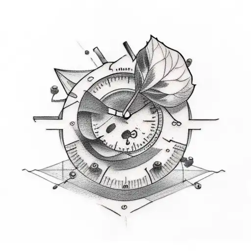 A Tattoo Of A Distance Tracker With Italian Herb Leaves As The Markers