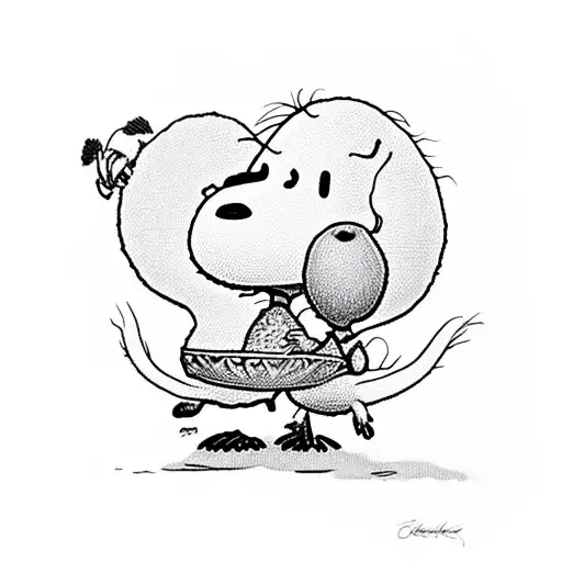 Snoopy And Woodstock Holding A Avocado