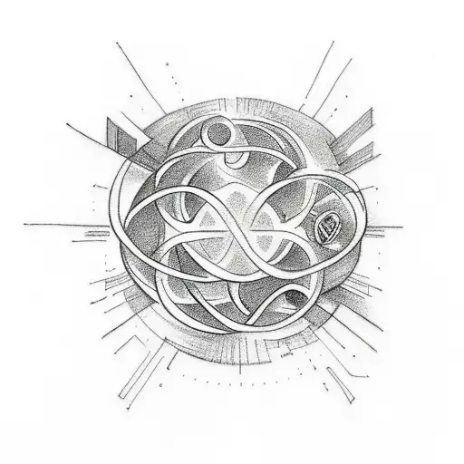 A Sketch-style Tattoo Of Lino Luca's Favorite Things Arranged In An Infinity Symbol