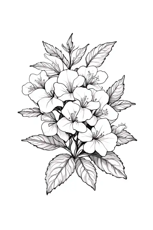 Bougainvillea Flowers Blossoming Fine Line