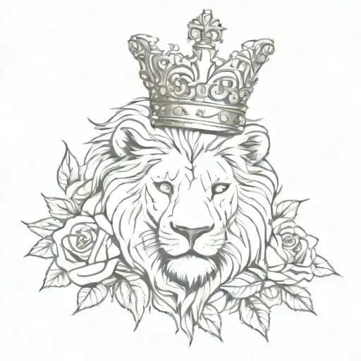 Rose And Lion Wearing A Crown