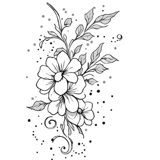 Dainty Sampaguita Flowers In Vine Swirls Dots