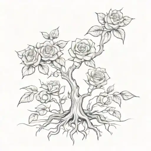 Rose Bush Tree Branch Roots Growing