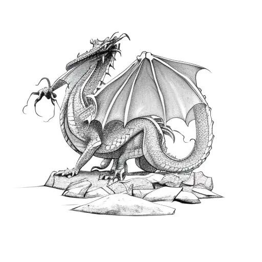 Dragon Standing On A Rock