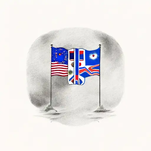 Flags Of New Zealand And South Korea