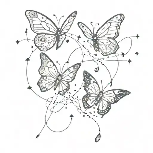Two Butterflies And Sagittarius Constellation Intertwined