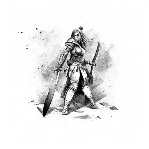Female Warrior With Axe In Battle