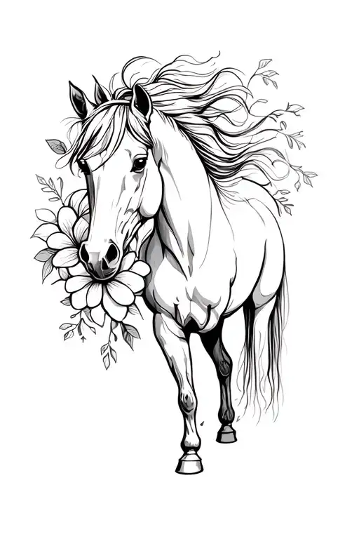 Horse And Flowe