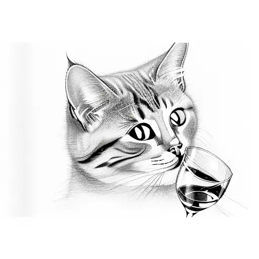 Cat Sitting With A Wine Glass
