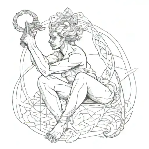 Create A Sketch Tattoo Featuring A Serf In A Submissive Pose