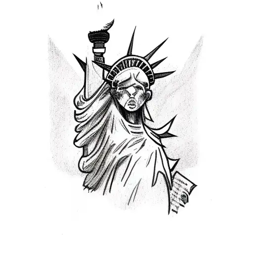 Lady Liberty With Skull And Tattered Dress