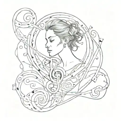 Music Notes Intertwined With Nessa Barrett's Portrait