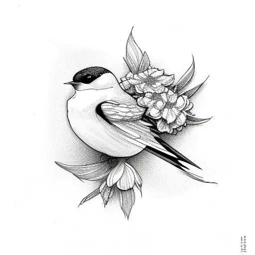 Swallow Bird Made Of Flowers