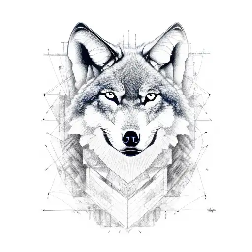 A Sheet Music Design With A Sketch Of A Wolf Howling