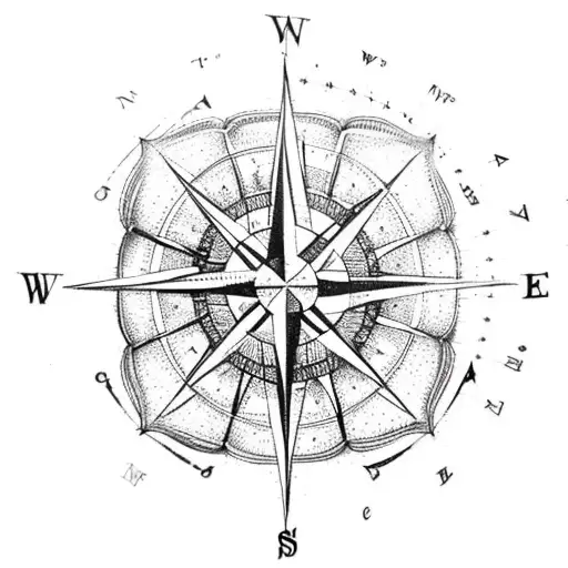 A Compass Rose Intertwined With Vibrant House Plants And Flowers