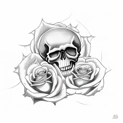 A Skull Made Of Roses With A Dota Symbol Incorporated