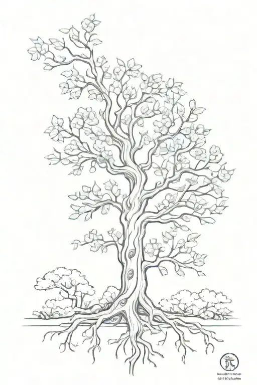A Tree Design Incorporating The Names Elisa And Narin