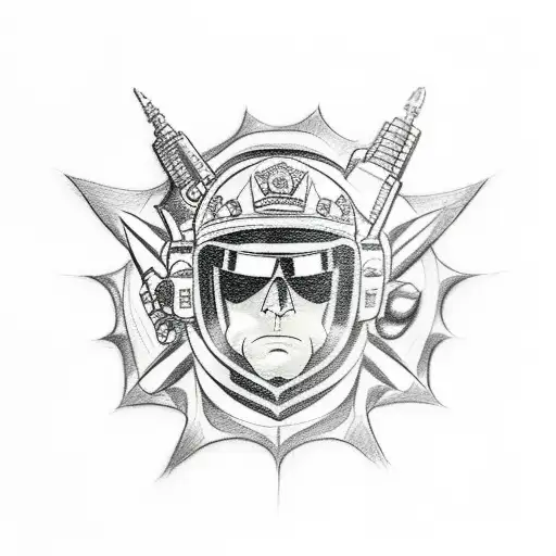 A Sketch-style Tattoo Of A Police Badge Surrounded By Iconic Video Game Characters