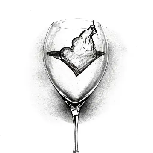 Broken Wine Glass With Heart Inside