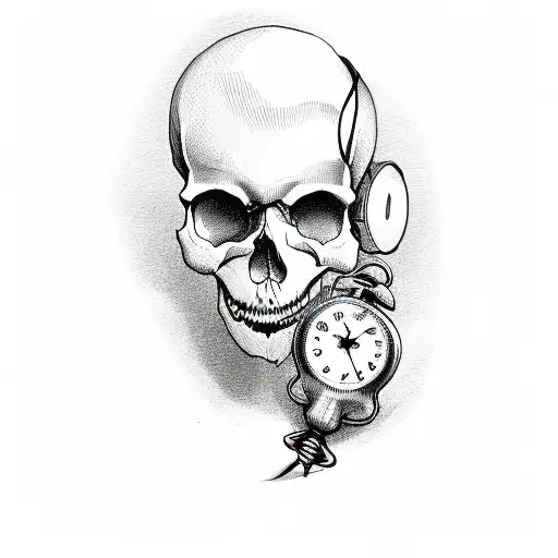 Skull With Hour Glass In Mouth