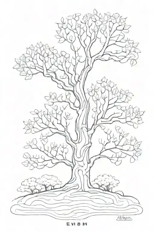 A Minimalist Tree Design Incorporating The Names Elisa And Narin