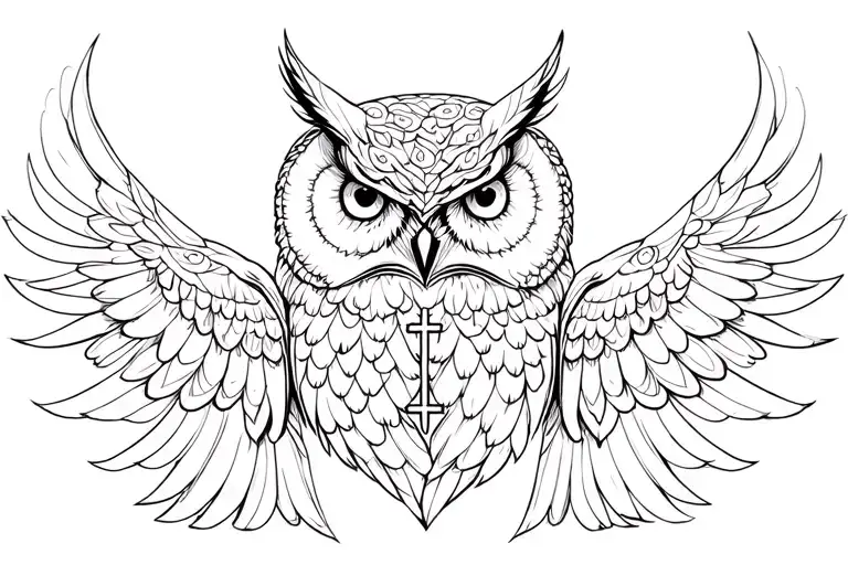 Owl With Cross Intertwined