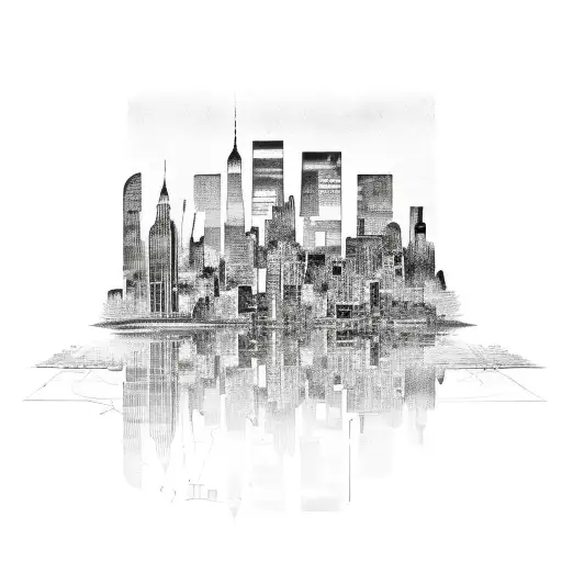 A Graffiti-style Mural Of The New York Skyline With Musical Instruments Hidden Within