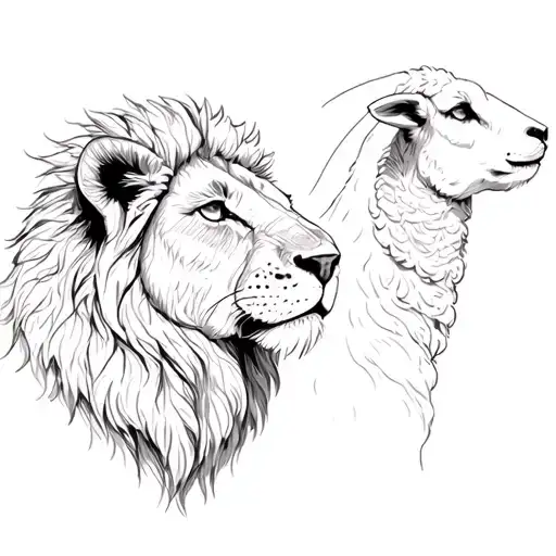 Lion And Lamb From One Neck