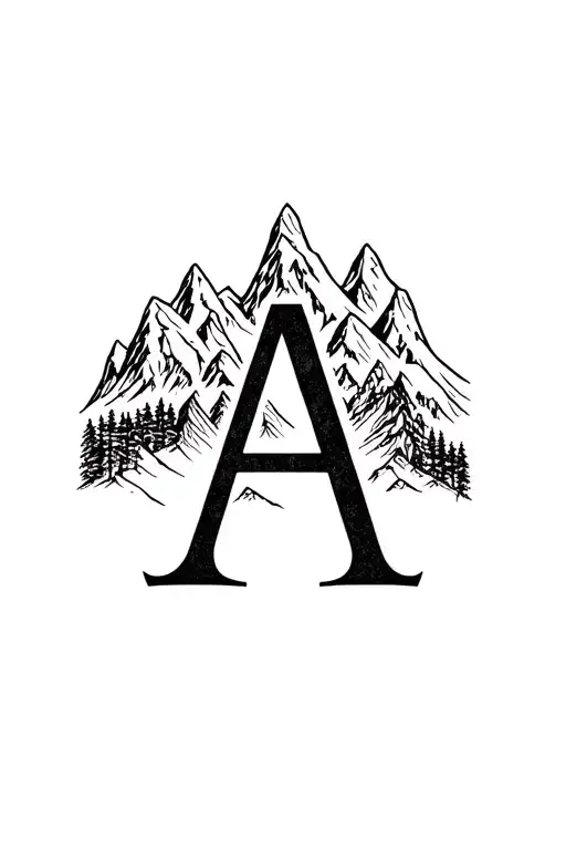 Letter A And Rocky Mountains Inside Representing