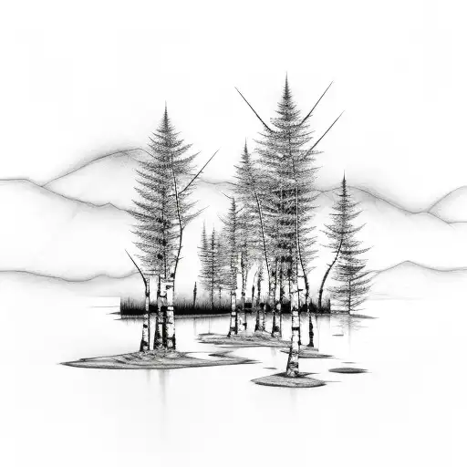 Birch And Maple Trees With Rivers And Fire And Knives