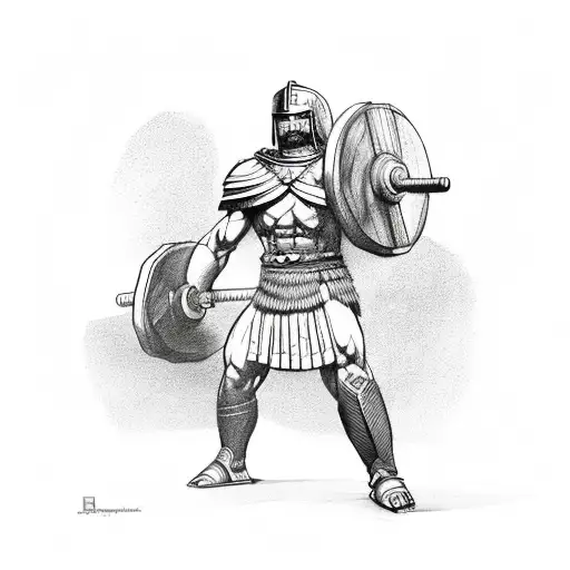 A Spartan Warrior Lifting Weights With Determination