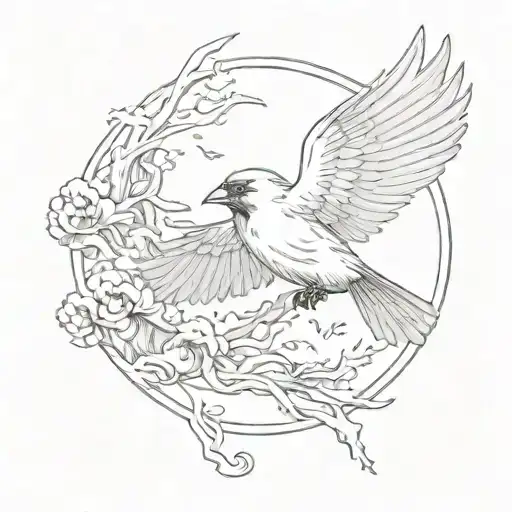 Cardinal Flying To Heaven Memorial