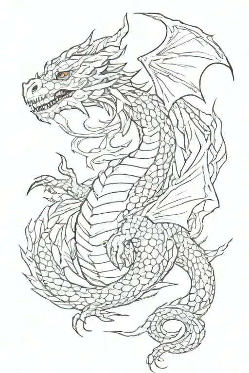 Dragon Minimal Line Art Girly