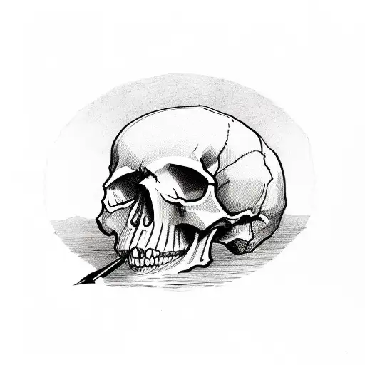 Skull With A Pocket Watch In Its Mouth