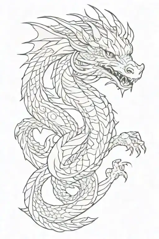 Dragon Minimal Line Art Girly