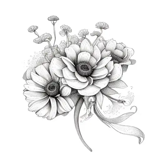 Bouquet With July And December Birth Fliwers