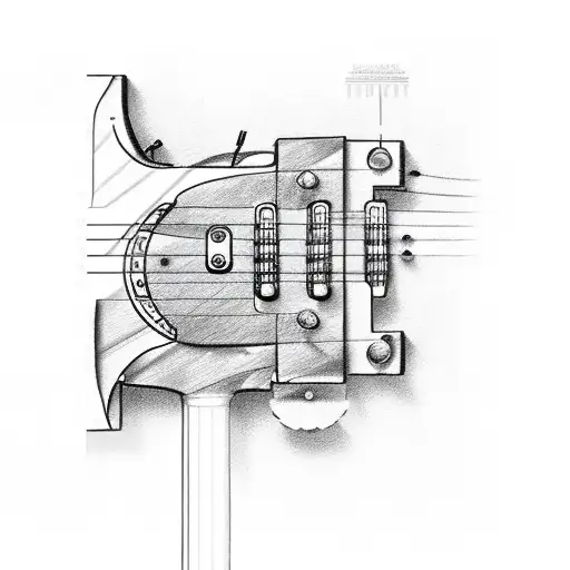 A Detailed Sketch Of An Electric Gibson Sg Guitar Combined With Circuitry