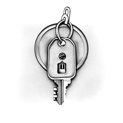 The Keys Hanging On A Key Ring In Black And White
