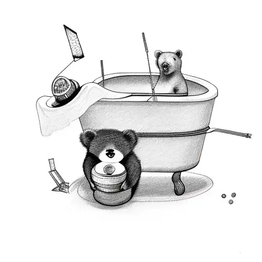 Bear In A Bathtub With A Party Hat On Its Head