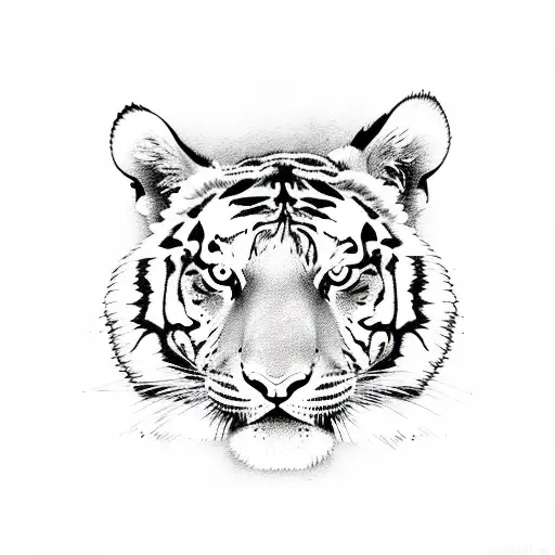Tiger In A Minimalist Sketch Style