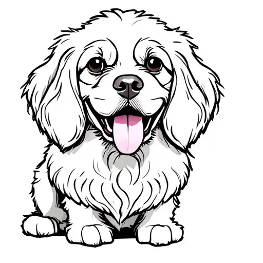 Cartoon King Charles Dog With Tongue Out
