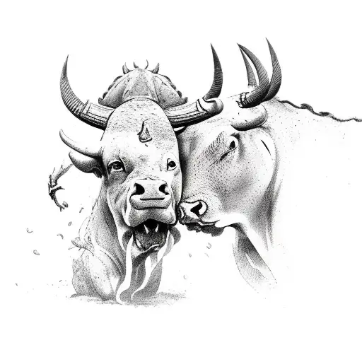 Bull And Dragon Fighting