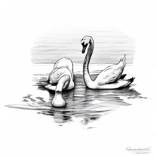 Two Swans Drinking Coffee