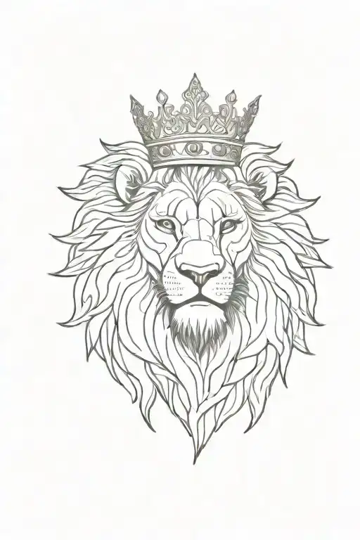 Black Lion Standing With A Crown On His Head