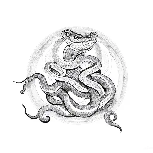 Snake Around An Unicursed Hexagram