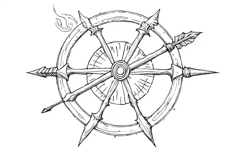 Wheel Of Time Symbol With Spear And Arrow Piercing