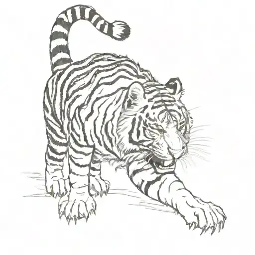 A Tiger Stretching Towards