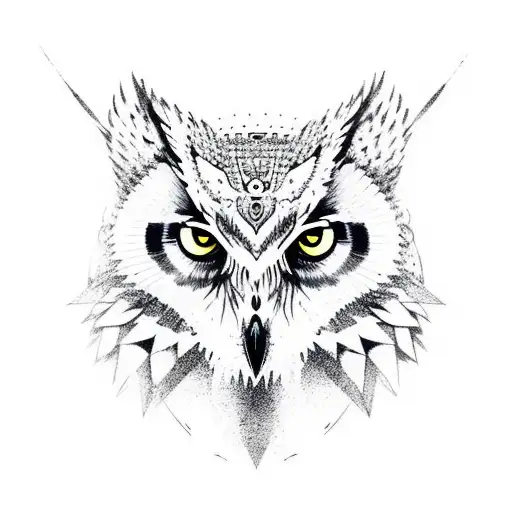 Union Of Owl Head With Wolf Head