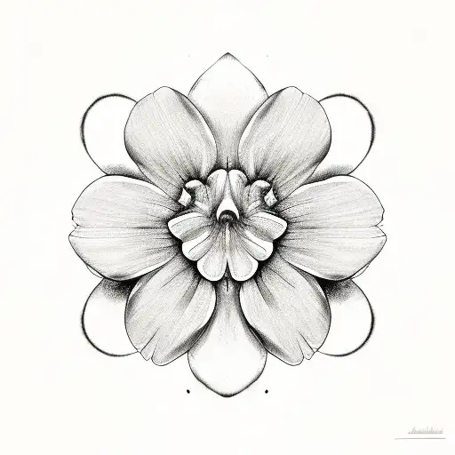 Flower And Stem With Circle Integrated